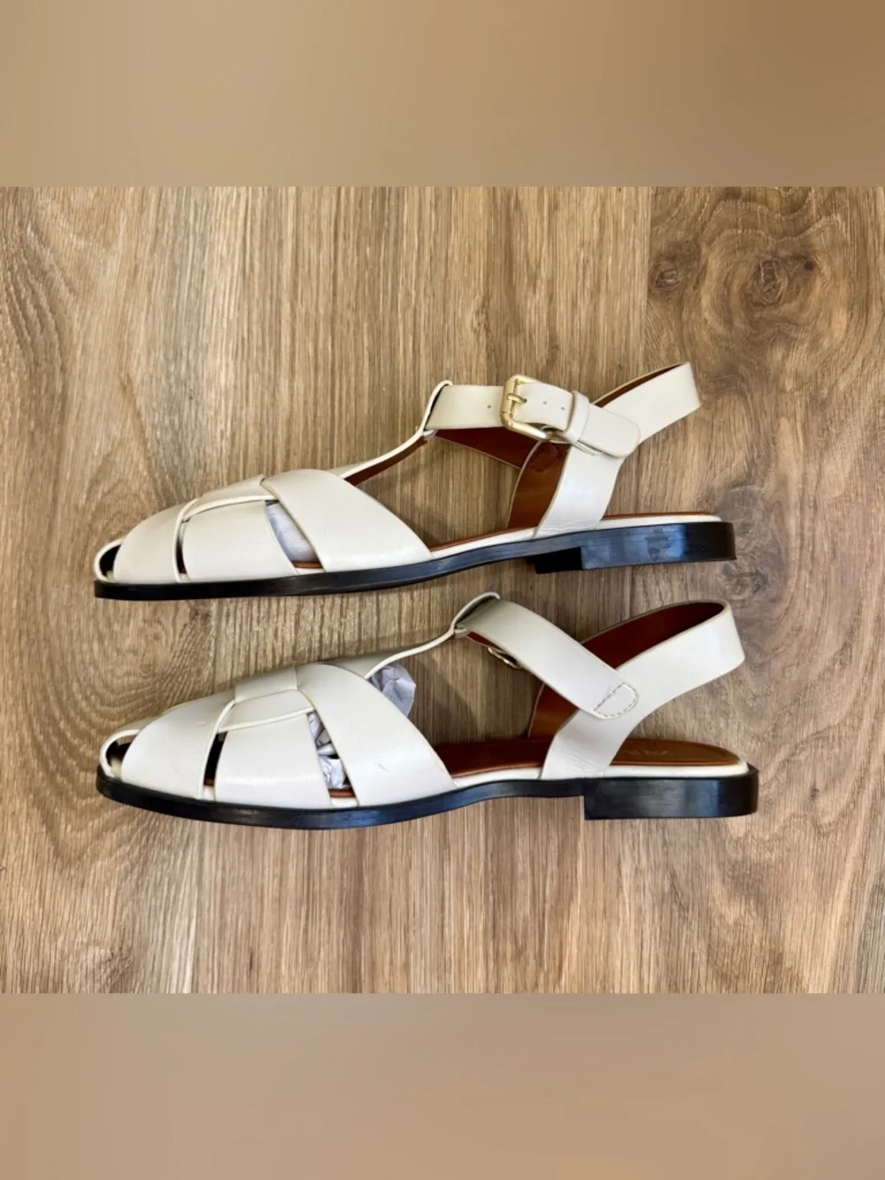 Zara Cream Fisherman Slingback Sandals Buckle Strap Size 42 - Picture 5 of 6